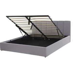 Beliani Storage Bed Light Grey Fabric Upholstery - Storage Bed EU Double Beliani Storage Bed Light Grey Fabric Upholstery - Storage Bed EU Double
