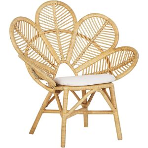 Beliani Peacock Chair Beige Rattan Cotton Seat Pad Garden Outdoor Indoor Boho - Chair Beliani Peacock Chair Beige Rattan Cotton Seat Pad Garden Outdoor Indoor Boho - Chair