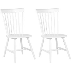 Beliani White Rubberwood Rustic Vintage Dining Chairs Set - Dining Chairs Beliani White Rubberwood Rustic Vintage Dining Chairs Set - Dining Chairs