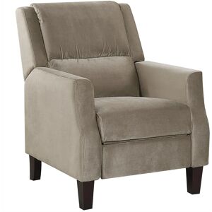 Beliani Taupe Velvet Recliner Armchair - Retro Style Beliani Taupe Velvet Recliner Armchair - Retro Style