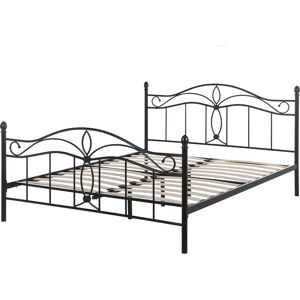 Beliani Bed Frame Black EU Double Size - Bed frame Beliani Bed Frame Black EU Double Size - Bed frame