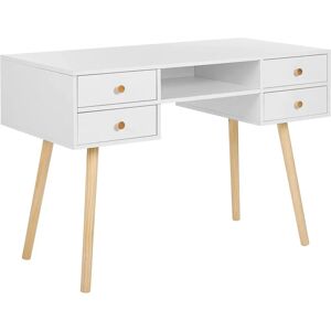 Beliani Home Office Desk White - Scandinavian Style - 4 Drawers Beliani Home Office Desk White - Scandinavian Style - 4 Drawers