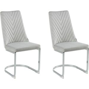 Beliani - Set of 2 Grey Velvet Dining Chairs - Dining Chairs Beliani - Set of 2 Grey Velvet Dining Chairs - Dining Chairs