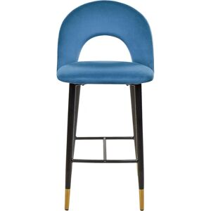 Beliani Set of 2 FALTON Velvet Blue Bar Chairs - Bar Chairs Beliani Set of 2 FALTON Velvet Blue Bar Chairs - Bar Chairs