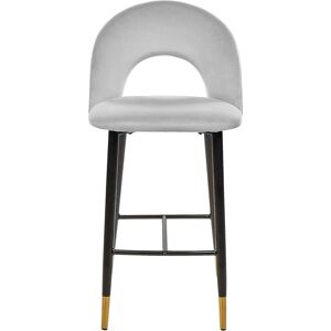Beliani Grey Velvet FALTON Set of 2 Bar Chairs - Bar Chairs Beliani Grey Velvet FALTON Set of 2 Bar Chairs - Bar Chairs