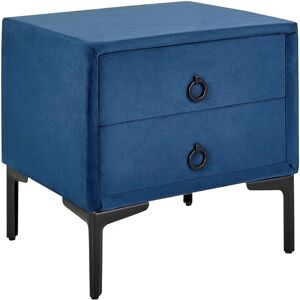 Beliani Bedside Table - Sezanne - Blue Velvet - 2 Drawers - Modern Beliani Bedside Table - Sezanne - Blue Velvet - 2 Drawers - Modern