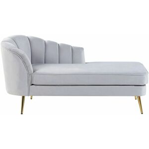 Beliani Left Hand Velvet Light Grey Chaise Lounge - Chaise Lounge Beliani Left Hand Velvet Light Grey Chaise Lounge - Chaise Lounge