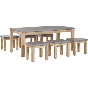 Beliani Outdoor Dining Set Grey Fibre Cement Light Acacia Wood 6 Seater - Dining Set Beliani Outdoor Dining Set Grey Fibre Cement Light Acacia Wood 6 Seater - Dining Set