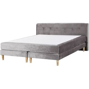 Beliani Divan Bed Grey Velvet Upholstery EU Super King Size - Divan Bed Beliani Divan Bed Grey Velvet Upholstery EU Super King Size - Divan Bed