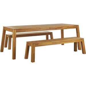 Beliani Garden Dining Set - Rectangular Table 6 Seats Rustic Wood Beliani Garden Dining Set - Rectangular Table 6 Seats Rustic Wood