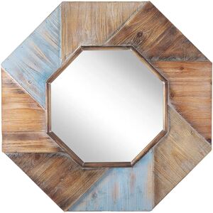 Beliani Wall Mirror Dark Wood - Rustic Handmade Frame - 77x77 cm Beliani Wall Mirror Dark Wood - Rustic Handmade Frame - 77x77 cm