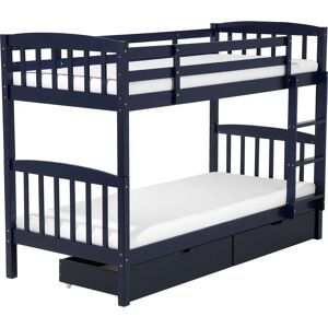 Beliani Navy Blue Pine Wood Bunk Bed with Storage - EU Single Beliani Navy Blue Pine Wood Bunk Bed with Storage - EU Single