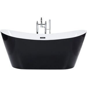 Beliani Black Acrylic Freestanding Bathtub - Modern Oval Design Beliani Black Acrylic Freestanding Bathtub - Modern Oval Design