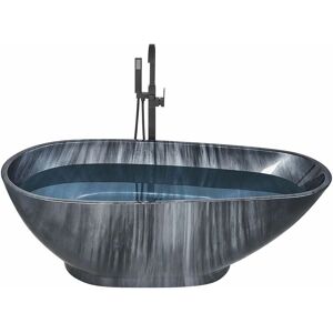 Beliani Black Marble Effect Freestanding Bathtub - Bathtub Beliani Black Marble Effect Freestanding Bathtub - Bathtub