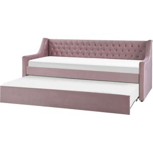 Beliani Pink Velvet Trundle Bed Frame - Bed Frame Beliani Pink Velvet Trundle Bed Frame - Bed Frame