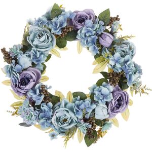 Beliani Door Wreath Blue Handmade Decorative Artificial Flower - Door Wreath 50cm Beliani Door Wreath Blue Handmade Decorative Artificial Flower - Door Wreath 50cm