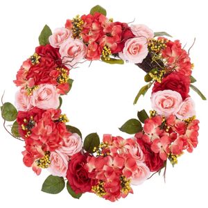 Beliani Red & Pink Artificial Flower Door Wreath - 50cm Decorative Rustic Style Beliani Red & Pink Artificial Flower Door Wreath - 50cm Decorative Rustic Style