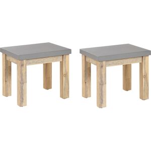 Beliani Set of 2 Outdoor Garden Stools Light Acacia Wood Base - Garden Stools & Chairs Beliani Set of 2 Outdoor Garden Stools Light Acacia Wood Base - Garden Stools & Chairs