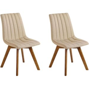 Beliani Model CALGARY - 2 Vintage Fabric Dining Chairs - Sand Beige Beliani Model CALGARY - 2 Vintage Fabric Dining Chairs - Sand Beige