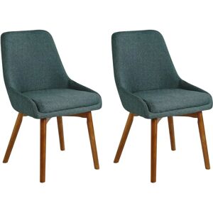 Beliani Dark Green Polyester Fabric Dining Chairs Set of 2 Beliani Dark Green Polyester Fabric Dining Chairs Set of 2