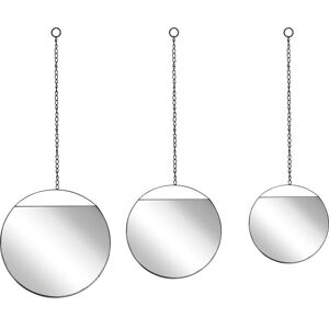 Beliani Black Metal 3-Piece Wall Mirrors - Modern Design Beliani Black Metal 3-Piece Wall Mirrors - Modern Design