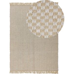 Beliani Beige Cotton Jute Area Rug - 140x200cm Beliani Beige Cotton Jute Area Rug - 140x200cm