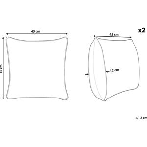 Beliani Set of 2 Cushions - Geometric Cotton Decor - 45x45cm Beliani Set of 2 Cushions - Geometric Cotton Decor - 45x45cm