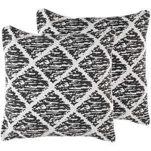 Beliani Cotton Cushions - Geometric Pattern, 45x45cm - Cushions Beliani Cotton Cushions - Geometric Pattern, 45x45cm - Cushions