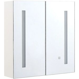 Beliani Bathroom Mirror Cabinet Silver Plywood 60 x 60 cm - Bathroom Mirror Cabinet Beliani Bathroom Mirror Cabinet Silver Plywood 60 x 60 cm - Bathroom Mirror Cabinet