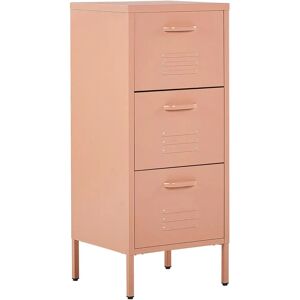 Beliani 3 Drawer Storage Cabinet Peach Pink Metal Steel Home Office Small Chest of Drawers - Storage Cabinet Beliani 3 Drawer Storage Cabinet Peach Pink Metal Steel Home Office Small Chest of Drawers - Storage Cabinet
