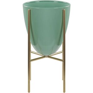 Beliani Mint Green LEFKI Plant Pot - 16 cm Elevated Indoor Outdoor Beliani Mint Green LEFKI Plant Pot - 16 cm Elevated Indoor Outdoor