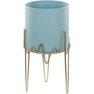 Beliani KALANDRA Plant Stand Blue - Indoor Outdoor Metal Flower Pot Beliani KALANDRA Plant Stand Blue - Indoor Outdoor Metal Flower Pot