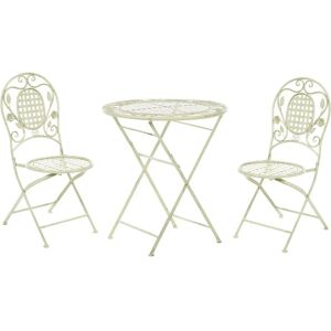 Beliani Garden Bistro Set Light Green Iron Foldable Distressed Metal 2 Chairs Table Outdoor UV Rust Resistance - Bistro Set Beliani Garden Bistro Set Light Green Iron Foldable Distressed Metal 2 Chairs Table Outdoor UV Rust Resistance - Bistro Set