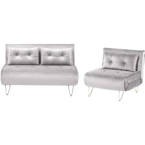 Beliani Living Room Set Grey Velvet - Modern Glamour Furniture Beliani Living Room Set Grey Velvet - Modern Glamour Furniture