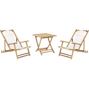 Beliani Bamboo Sun Lounger Set - 2 Seater with Coffee Table Beliani Bamboo Sun Lounger Set - 2 Seater with Coffee Table