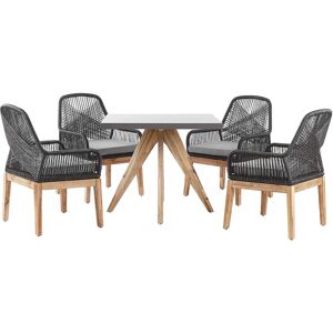 Beliani OLBIA Concrete Dining Set - 4 Seater, Black Beliani OLBIA Concrete Dining Set - 4 Seater, Black