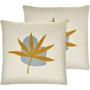 Beliani DAVALLIA Orange Cushions - 45x45cm - Embroidered Leaf & Plant Beliani DAVALLIA Orange Cushions - 45x45cm - Embroidered Leaf & Plant