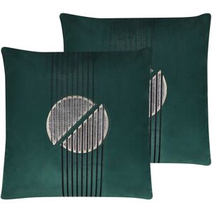 Beliani Set of 2 Velvet Cushions - Green - Cushions Beliani Set of 2 Velvet Cushions - Green - Cushions