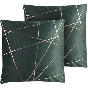 Beliani Velvet Green Geometric Pattern Cushions - Cushions Beliani Velvet Green Geometric Pattern Cushions - Cushions