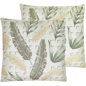 Beliani Set of 2 Cushions Leaf Pattern 45 x 45 cm - Cushion Beliani Set of 2 Cushions Leaf Pattern 45 x 45 cm - Cushion
