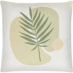 Beliani Set of 2 Cushions Leaf Pattern 45 x 45 cm Green Beige Beliani Set of 2 Cushions Leaf Pattern 45 x 45 cm Green Beige