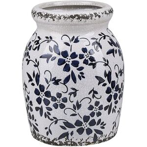 Beliani Flower Vase White - Vintage Floral Pattern Waterproof 14x18x14 cm Beliani Flower Vase White - Vintage Floral Pattern Waterproof 14x18x14 cm