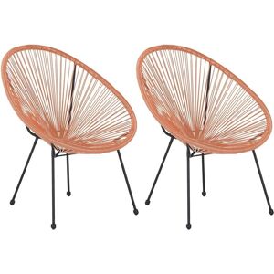 Beliani Set of 2 Garden Chairs - Orange PE Rattan - Garden Chairs Beliani Set of 2 Garden Chairs - Orange PE Rattan - Garden Chairs