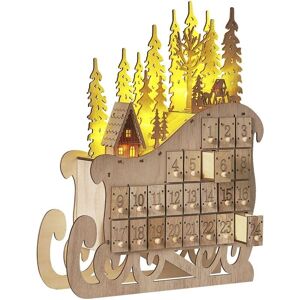 Beliani Christmas Decoration Light Poplar Wood LED Light Sleigh Advent Calendar Scandinavian Decoration - Christmas Decoration Beliani Christmas Decoration Light Poplar Wood LED Light Sleigh Advent Calendar Scandinavian Decoration - Christmas Decoration