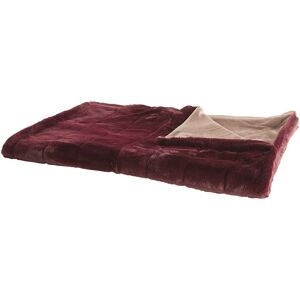 Beliani - Burgundy Polyester Blanket 180x220 cm Retro Design Beliani - Burgundy Polyester Blanket 180x220 cm Retro Design