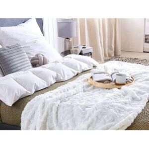 Beliani White Acrylic Blanket 180 x 220 - Blanket Beliani White Acrylic Blanket 180 x 220 - Blanket