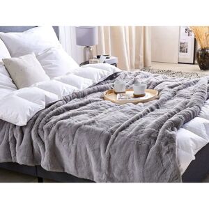 Beliani Blanket Grey Polyester Fabric 200 x 220 cm - Blanket Beliani Blanket Grey Polyester Fabric 200 x 220 cm - Blanket