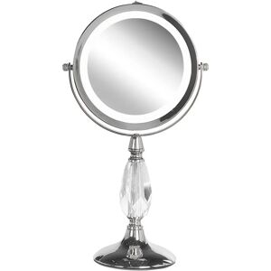 Beliani Makeup Mirror Silver - Double-sided LED, 13cm Beliani Makeup Mirror Silver - Double-sided LED, 13cm