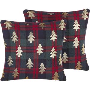 Beliani Set of 2 Cushions Christmas Tree Pattern - Cushions Beliani Set of 2 Cushions Christmas Tree Pattern - Cushions