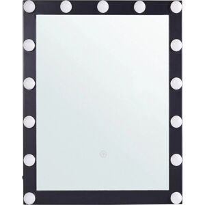 Beliani Wall Vanity Mirror with LED Black - 50x60 cm Rectangular Hollywood Illuminated - Mirror Beliani Wall Vanity Mirror with LED Black - 50x60 cm Rectangular Hollywood Illuminated - Mirror